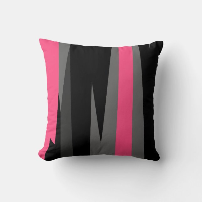 pink gray and black abstract   throw pillow (Front)