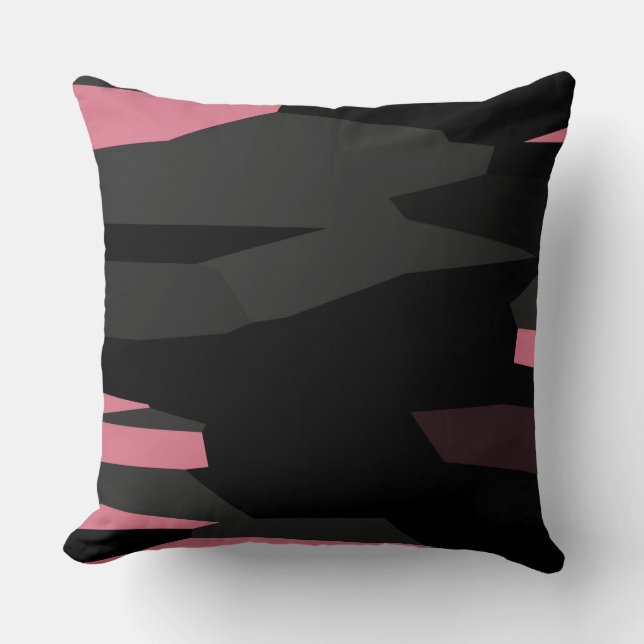 pink gray and black abstract  throw pillow (Front)