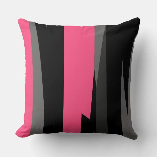 pink gray and black abstract   throw pillow (Front)
