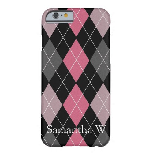 Pink Gray and Black Argyle Patterned Design Barely There iPhone 6 Case