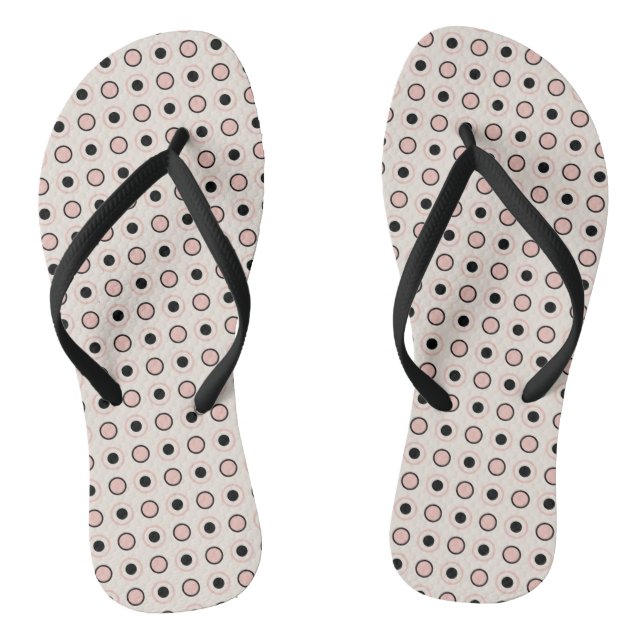Pink, gray and black dots flip flops (Footbed)
