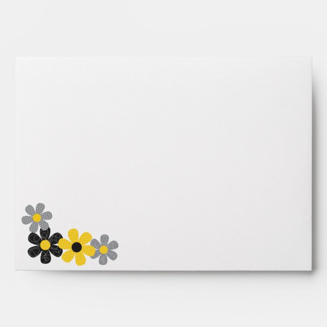 Pink, Gray and Black Flowers Envelope (Front)