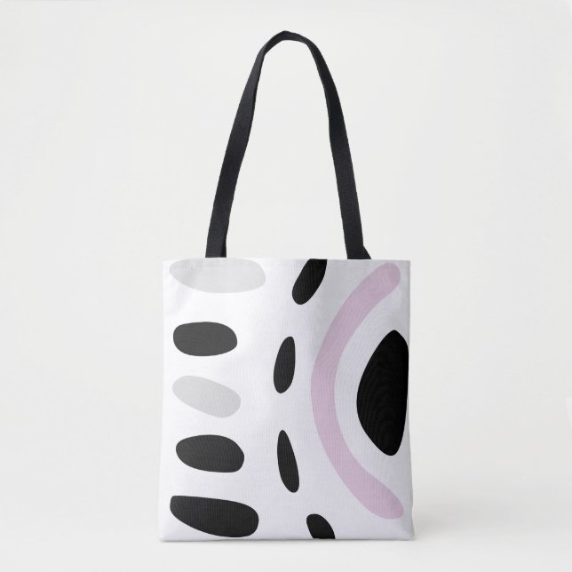 Pink, gray and black minimalist design tote bag (Front)