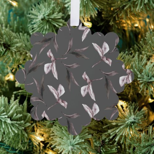 Pink gray and black rose pattern ornament card