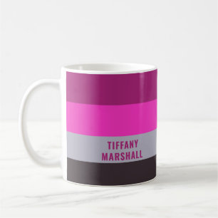 Pink, Gray, and Dark Muted Purple Stripes Pattern Coffee Mug