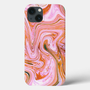 Pink, Gray and Orange Marble iPhone 13 Case