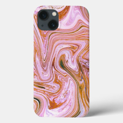 Pink Gray and Orange Marble iPhone 13 Case