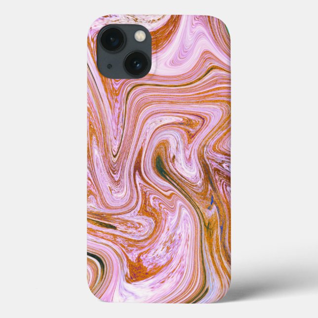Pink, Gray and Orange Marble Case-Mate iPhone Case (Back)