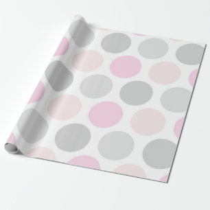 Pink Gray and Skin Tone Polka Dots Wrapping Paper