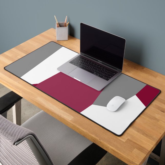 Pink Gray and White Abstract Desk Mat (Office 2)