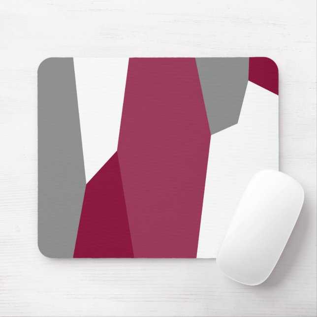 Pink Gray and White Abstract Mouse Pad (With Mouse)