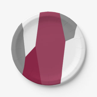 Pink Gray and White Abstract Paper Plates