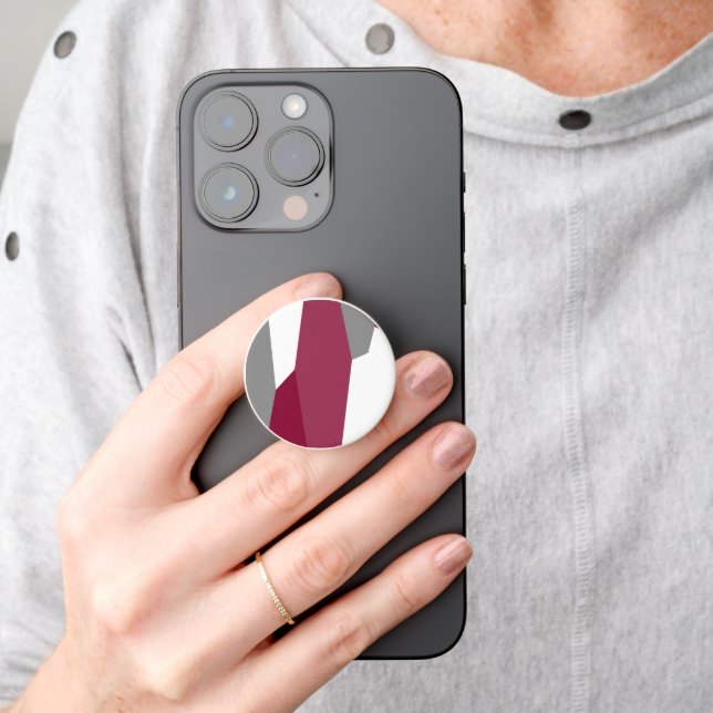 Pink Gray and White Abstract PopSocket (Hand)