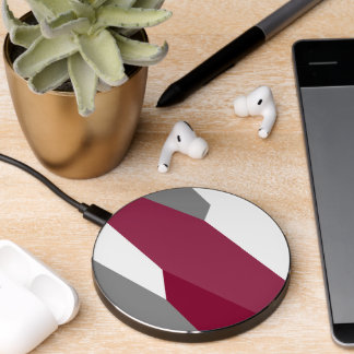 Pink Gray and White Abstract Wireless Charger