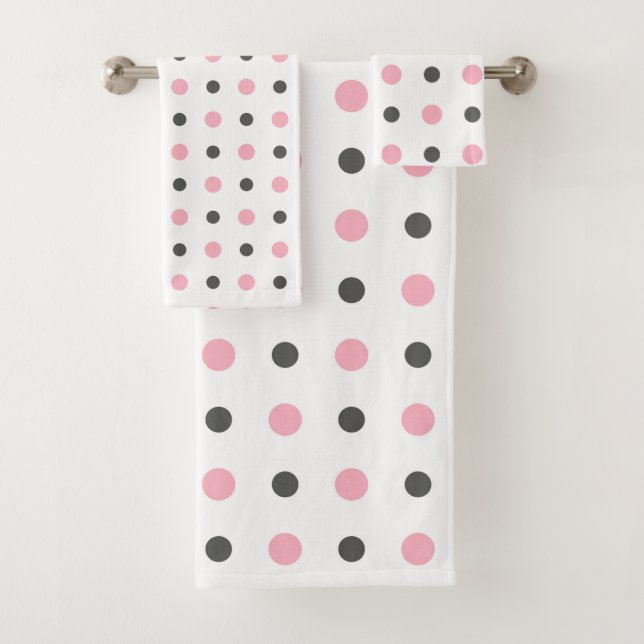Pink, gray and white bath towel set (Insitu)