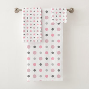 Pink, gray and white bath towel set