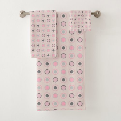 Pink gray and white bath towel set