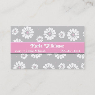 Pink, Gray, and White Daisy Mommy Card