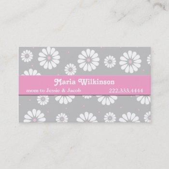 Pink  Gray  And White Daisy Mommy Card by Hannahscloset at Zazzle