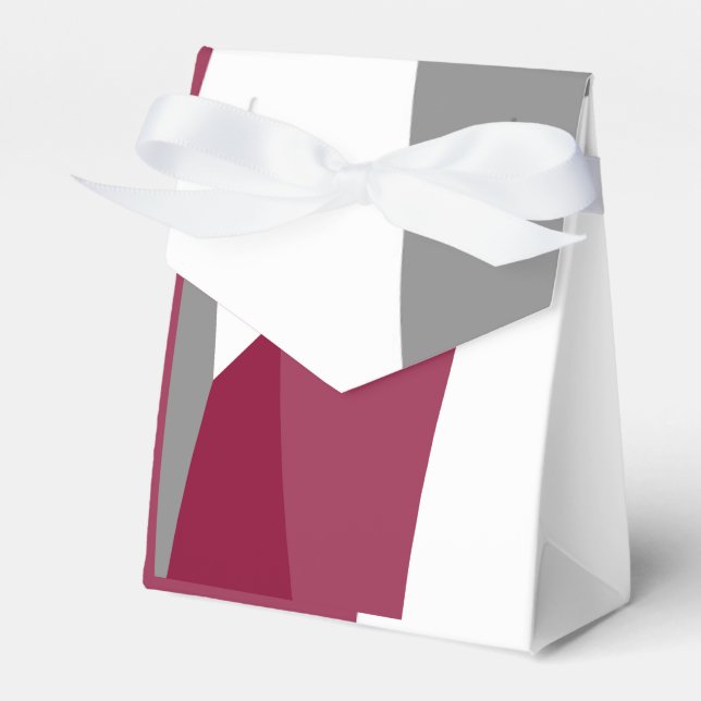 Pink Gray and White   Favor Boxes (Front Side)