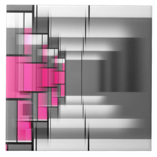 Pink Gray And White Geometrical Pattern Ceramic Tile