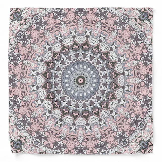 Pink Gray and White Mandala Pattern Bandana | Zazzle