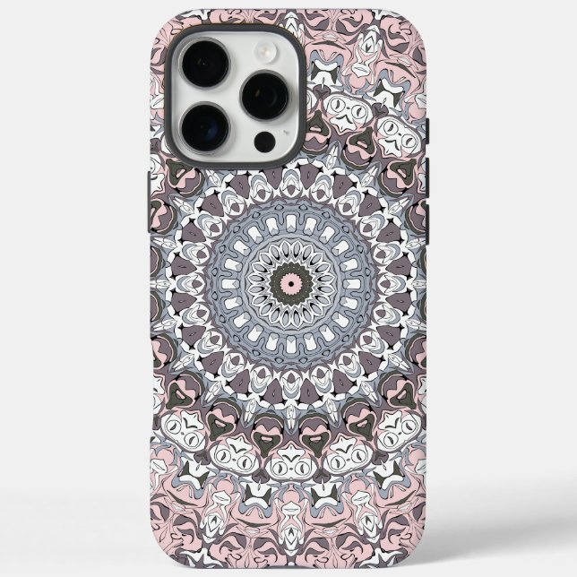 Pink Gray and White Mandala Pattern Case-Mate iPhone Case (Back)