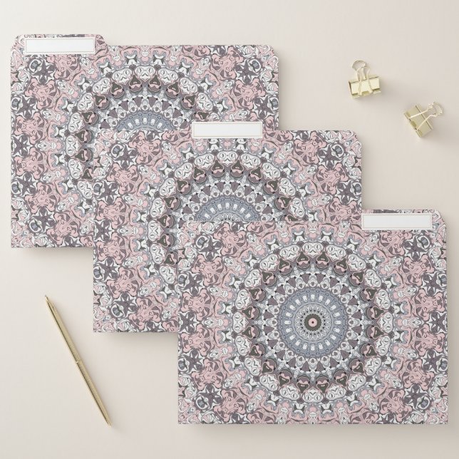 Pink Gray and White Mandala Pattern File Folder (Set)