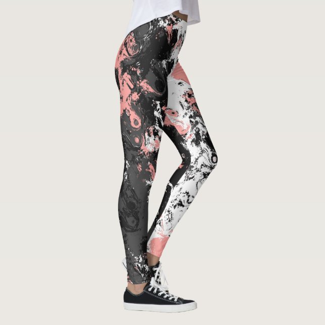 Pink, gray and White Marble Leggings (Right)