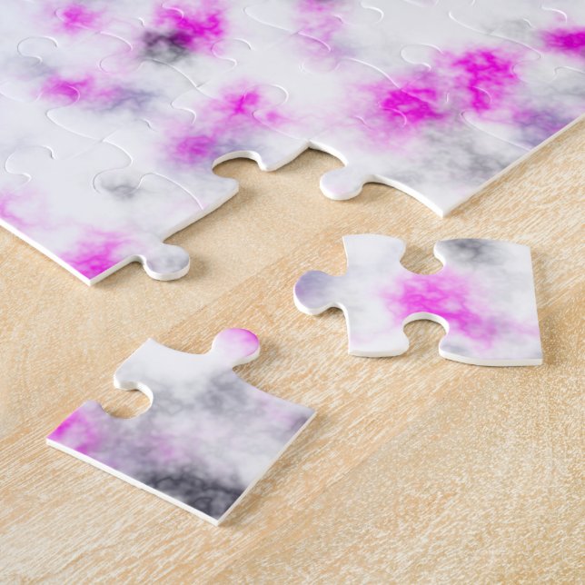 Pink Gray and White Soft Marble Pattern Jigsaw Puzzle (Side)