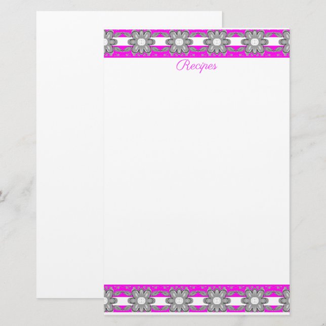 Pink Gray and White Stationery (Front/Back)