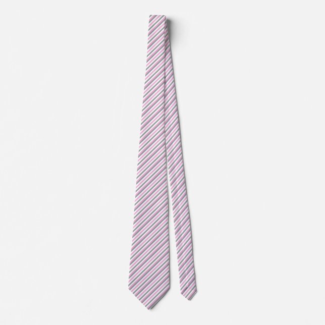Pink, Gray and White Stripes Neck Tie (Front)