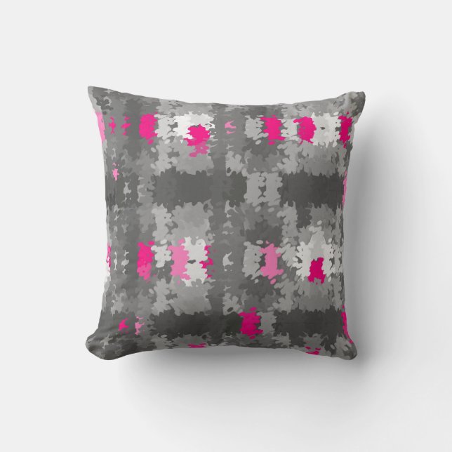 Pink, gray and white throw Pillow (Front)