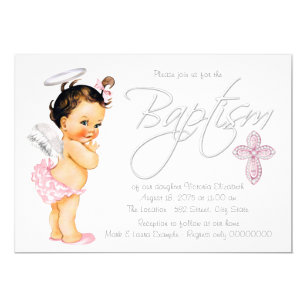 girls angel baptism christening invitations zazzle