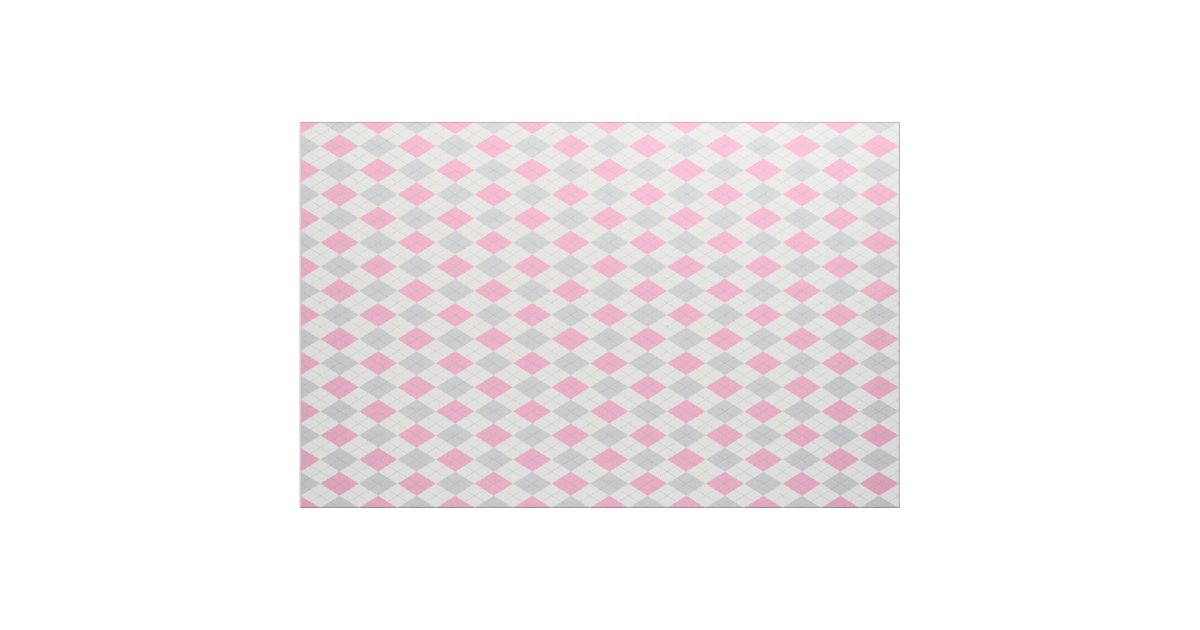 Pink Gray Argyle Pattern Fabric Zazzle