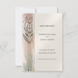 Pink Gray Art Nouveau Save The Date