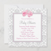 Pink Gray Baby Shoes Pink Gray Baby Girl Shower Invitation (Back)