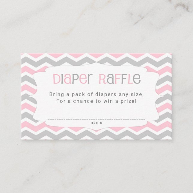 Pink Gray Baby Shower Diaper Raffle Tickets Enclosure Card (Front)