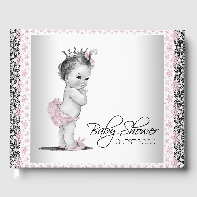 Pink Gray Baby Shower Guest Book (Front)