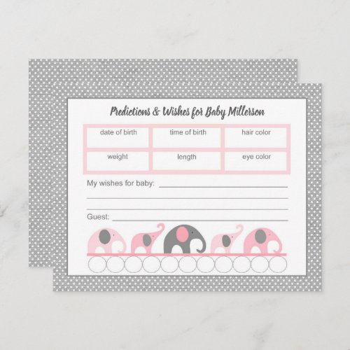 Pink Gray Baby Shower Predictions and wishes Invitation
