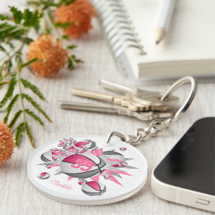 pink gray basketball blowout girls jersey number keychain
