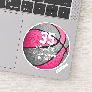 Pink gray basketball team colors girls sports sticker