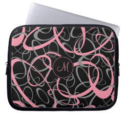 pink gray black cool geometric loops pattern laptop sleeve