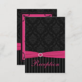 Pink, Gray, Black Damask Striped Enclosure Card (Front/Back)