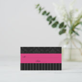Pink Gray Black Damask Stripes Place Card (Standing Front)
