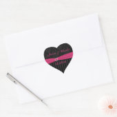 Pink Gray Black Damask Wedding Favor Sticker (Envelope)