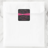 Pink Gray Black Damask Wedding Favor Sticker (Bag)