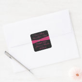 Pink Gray Black Damask Wedding Favor Sticker (Envelope)