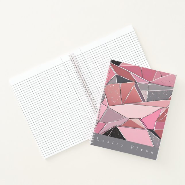 Pink, Gray, Black Glass Shards Hardcover Notebook (Inside)