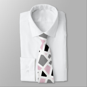 Pink gray Black White Geometric Tie